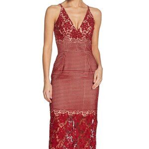 Dress the Population Aurora Red Lace Midi Dress